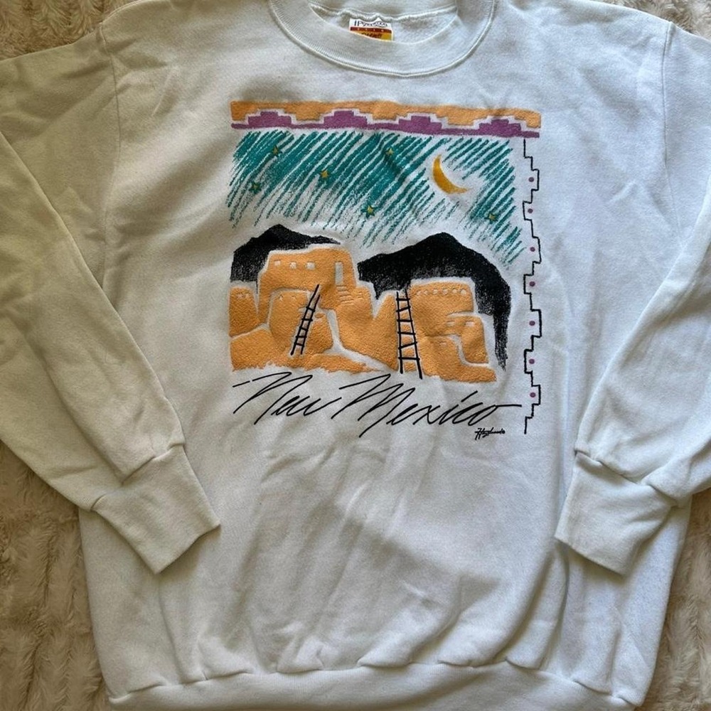 Vintage 90s Western New Mexico Women's Sweatshirt Boho Eclectic Print